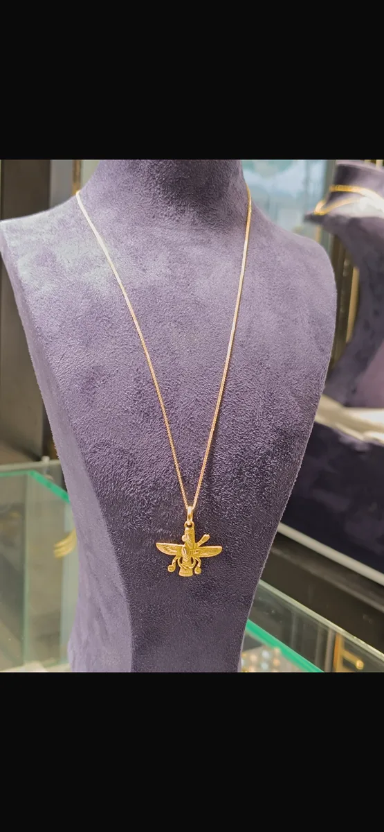 18 K kolye ucu , 14 K zincir